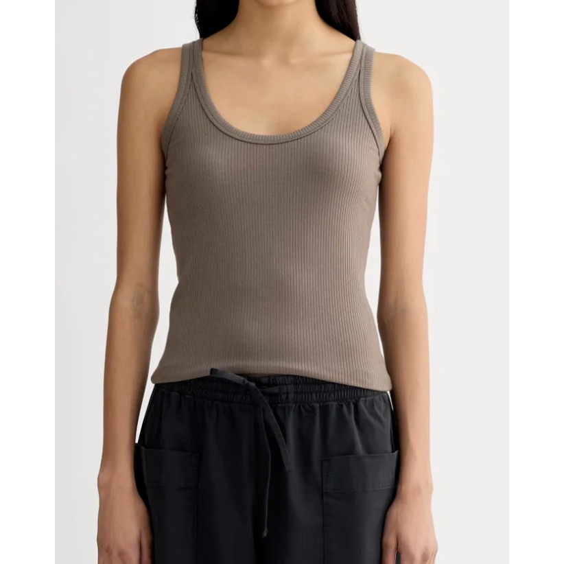 Nwot Everlane Shimmy Scoop-Neck Tank Ribbed Sz S Taupe Basics Staple